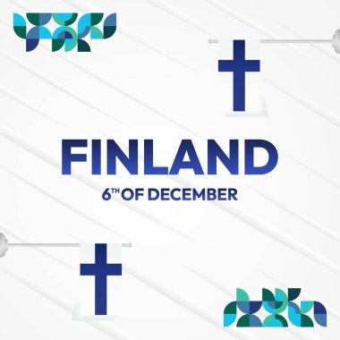 Finlandiya 'nın Bağımsızlık Günü geçmişi. Ulusal günü kutlamak için geometrik sanat şablonları, tebrik kartları, karnavallar, festivaller ve spor etkinlikleri. Finlandiya bayramı temalı