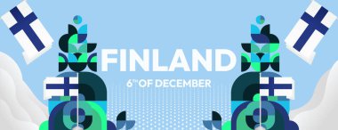 Yaratıcı geometrik tasarımlı Bağımsızlık Gününüz kutlu olsun. Ulusal Bayram tebrik kartları, başlıklar ve tatil satışları için mükemmel.