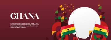 Geometrik tasarımlı en son Gana Bağımsızlık Günü şablonu. Tebrik kartları, iş yerleri, tatil etkinlikleri ve sosyal medya tatil satış reklamları için yaratıcı Gana ulusal günlük afişi