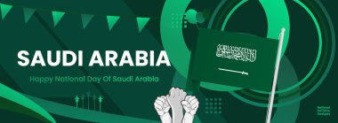 Kingdom of Saudi Arabia National Day modern banner. Creative background for celebrations event. Great for event like carnival, feast poster, support, culture and tourism. Holidays concept clipart