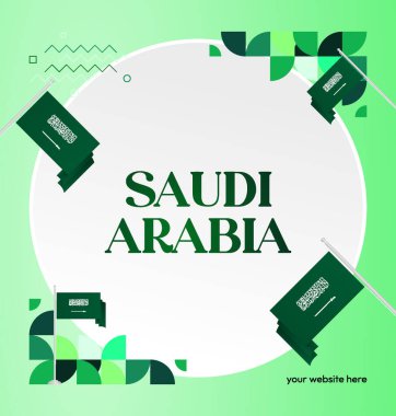 Saudi Arabia Independence day background. Geometric art templates for celebrate National day, greeting cards, carnivals, festivals and sporting events. Saudi Arabia holiday themed clipart