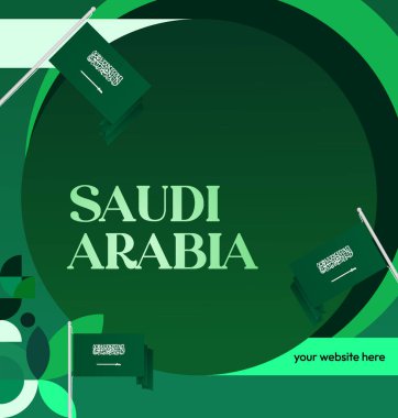 Celebrate Saudi Arabia Holiday. Modern Saudi Arabia Independence Day banner with geometric design. Celebrate National Day with creative templates for events, greeting cards, and holiday invitations clipart