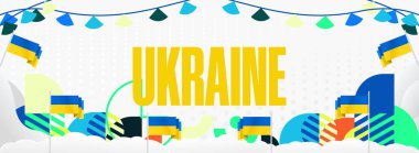 Ukrayna 'nın Bağımsızlık Günü kutlu olsun. Ukrayna Ulusal Bağımsızlık Günü 'nü kutlamak için parlak ve renkli geometrik yaratıcı bir altyapı. Ukrayna Ulusal Bayram Kutlamaları