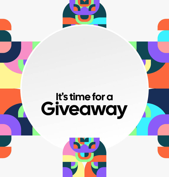 Победитель конкурса объявляет о создании поста в социальных сетях с красочными геометрическими орнаментами. Идеально подходит для деловой рекламы. Праздничный фон