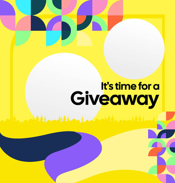 Победитель конкурса объявляет о создании поста в социальных сетях с красочными геометрическими орнаментами. Идеально подходит для деловой рекламы. Праздничный фон