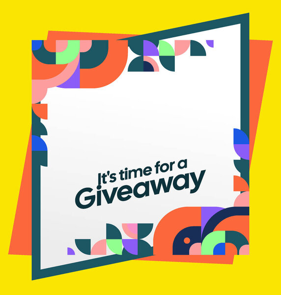 Победитель конкурса объявляет о размещении в социальных сетях шаблона с красочными геометрическими орнаментами. Перфект для бизнес-маркетинга. Праздничный фон