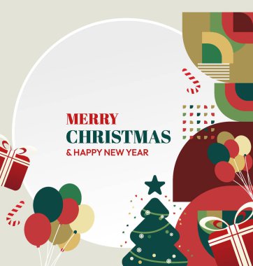 Mutlu Noeller ve yeni yıl tebrik kartları için kare şablonlar. Noel süslemeleri ve geometrik desenler. Sosyal medya, poster, kapak ve parmak izi paylaşımı için mükemmel. Xmas Arkaplanı