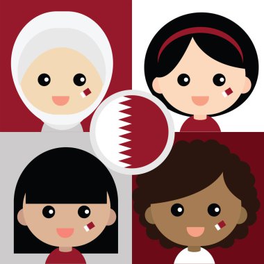 Katar için bir grup sevimli destekçi