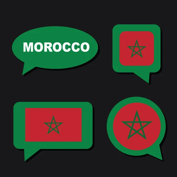 Bandeiras Marrocos Bolhas Diálogo Conceito Linguagem — Vetor de Stock