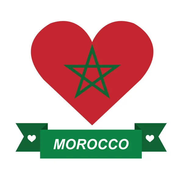 stock vector Flag of Morocco in shape of heart, concept of love and patriotic 