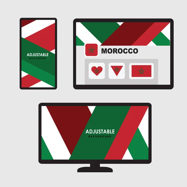 Set Bandiera Del Marocco Varie Forme Sfondo Astratto Regolabile — Vettoriale Stock