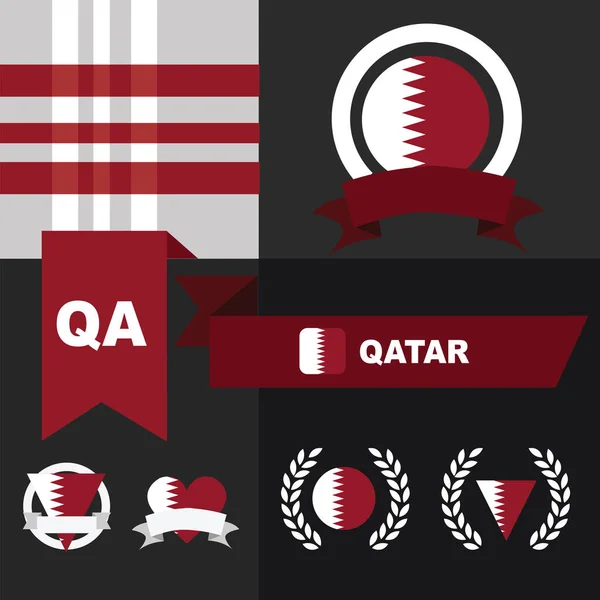 Set Qatar Flag Emblem Plaid Pattern — Stock Vector