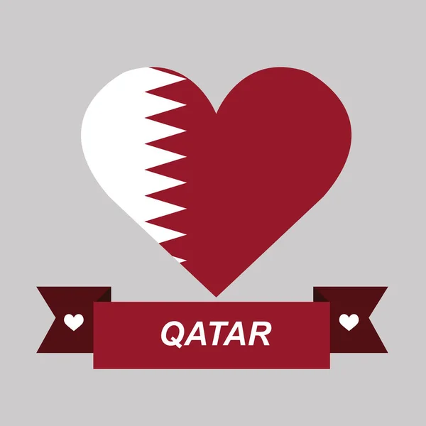 Flaga Kataru Kształcie Serca Koncepcja Miłości Patriotyzmu — Wektor stockowy