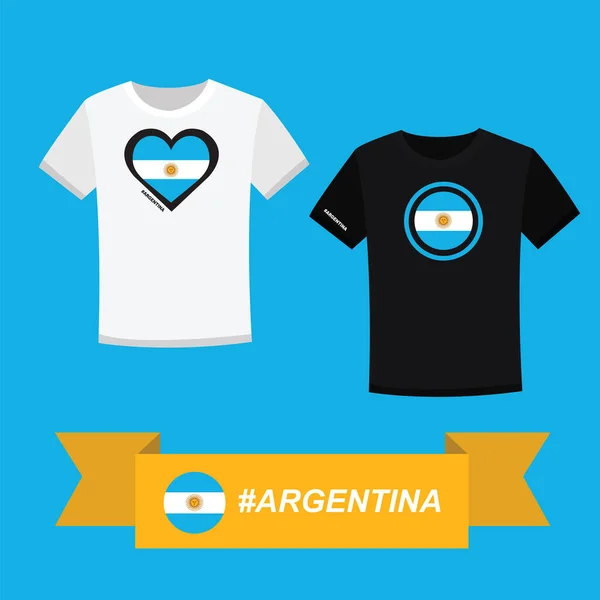 Shirt Couple Avec Symbole Drapeau Argentin — Image vectorielle