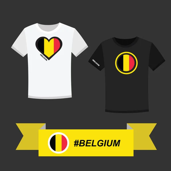 Camiseta Pareja Con Símbolo Bandera Bélgica — Vector de stock
