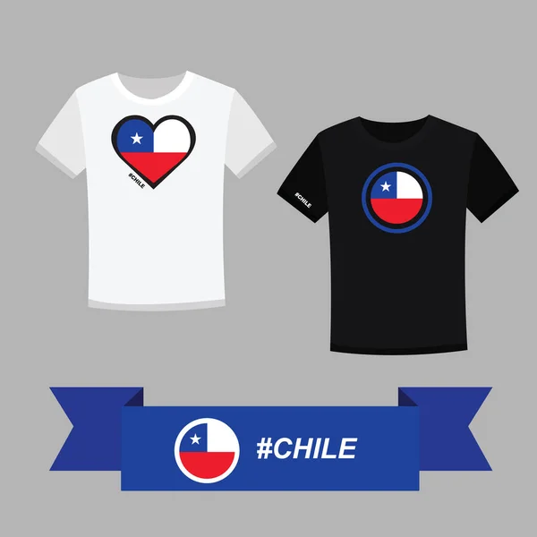Пара Футболок Символом Флага Чили — стоковый вектор
