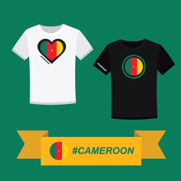 カメルーンの旗のシンボルを持つカップルのTシャツ — ストックベクタ