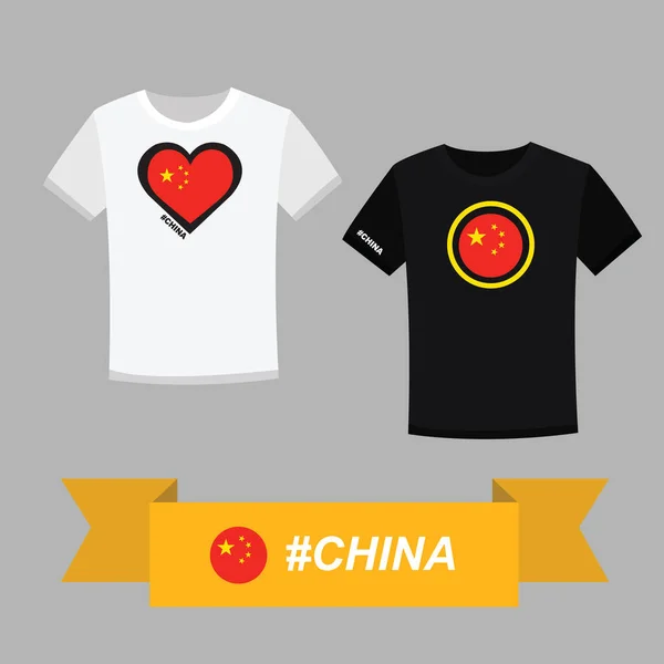 中国の旗のシンボルを持つカップルのTシャツ — ストックベクタ