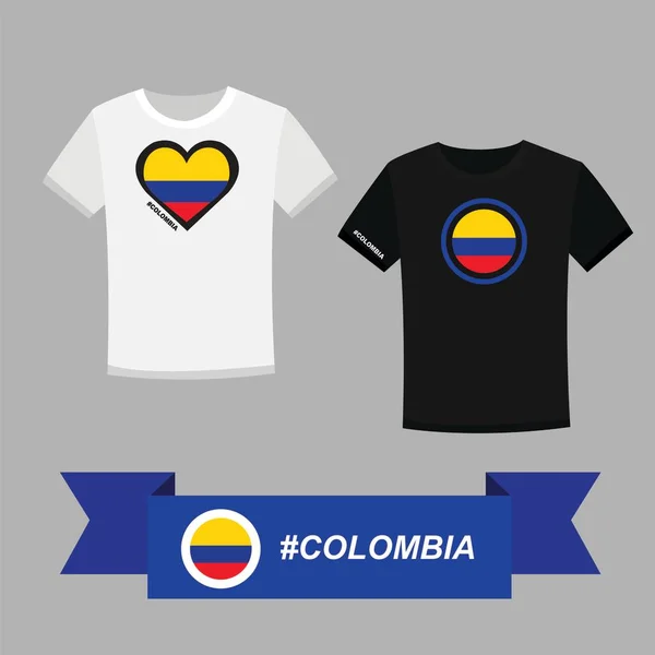 Coppia Shirt Con Bandiera Colombia Simbolo — Vettoriale Stock