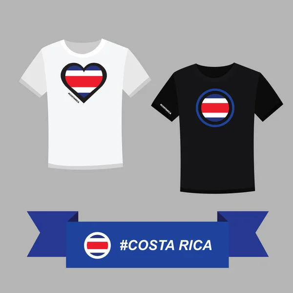 Couple Shirt Costa Rica Flag Symbol — Stock Vector