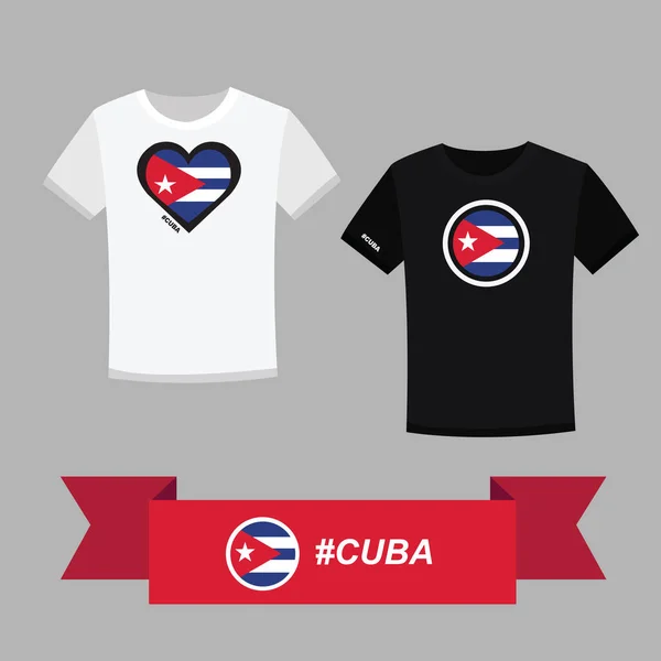 Couple Shirt Cuba Flag Symbol — Stock Vector