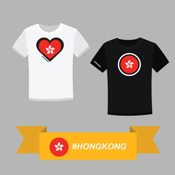 Coppia Shirt Con Simbolo Bandiera Hong Kong — Vettoriale Stock