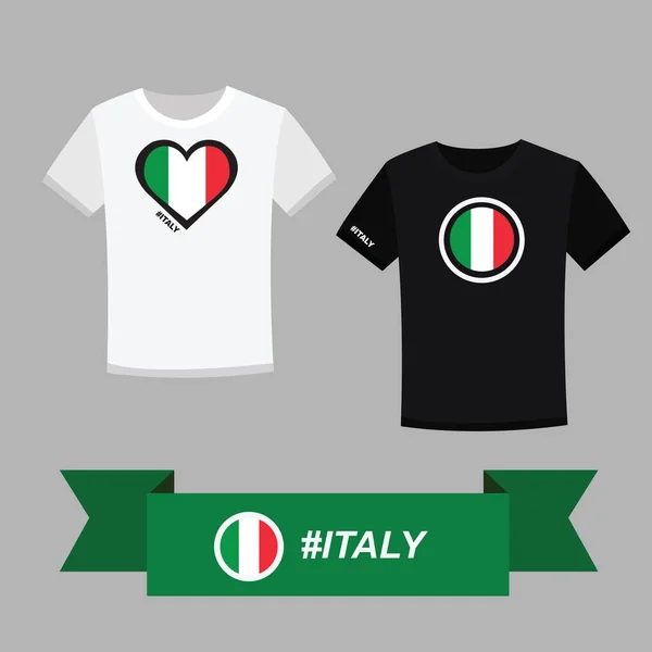 Paar Shirt Met Italië Vlag Symbool — Stockvector