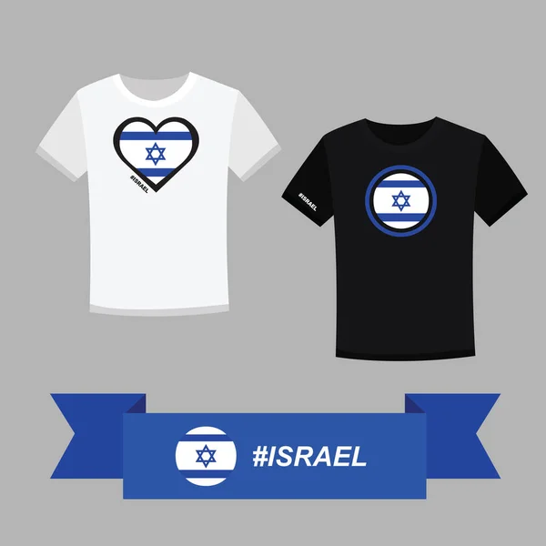 Couple Shirt Israel Flag Symbol — Stock Vector