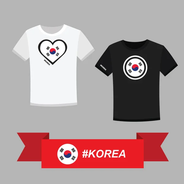 韓国の旗のシンボルを持つカップルのTシャツ — ストックベクタ