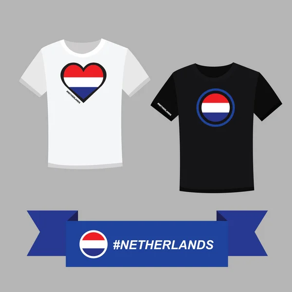 Пару Футболок Нідерландським Прапором — стоковий вектор