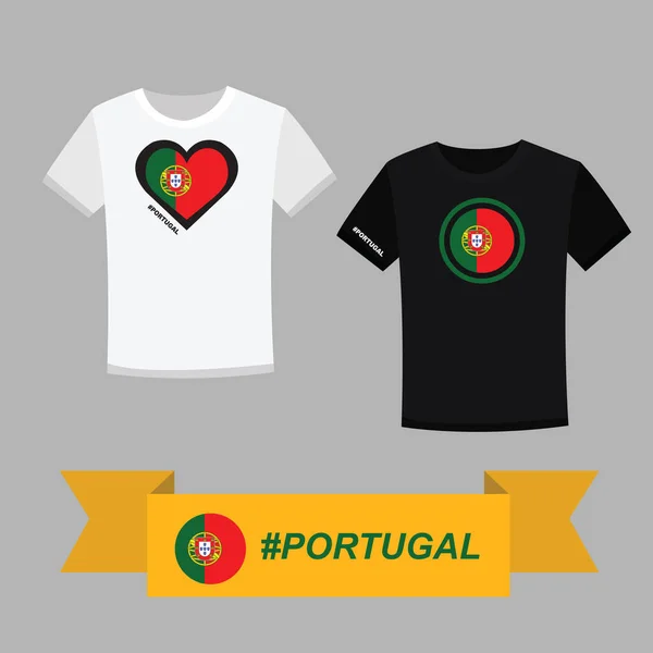 Portekiz Bayrağı Sembollü Çift Tişörtü — Stok Vektör