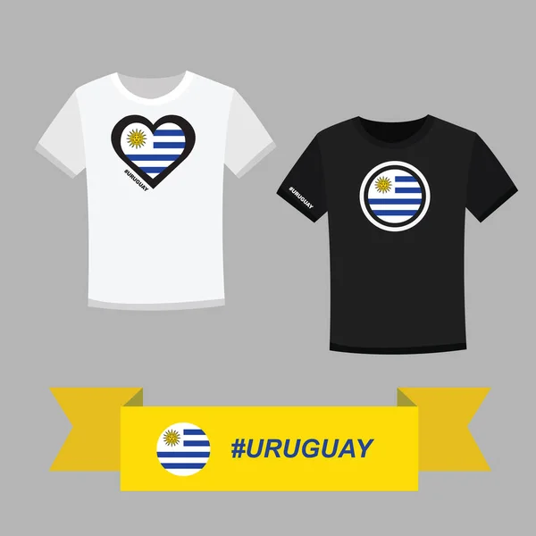 Couple Shirt Uruguay Flag Symbol — Stock Vector
