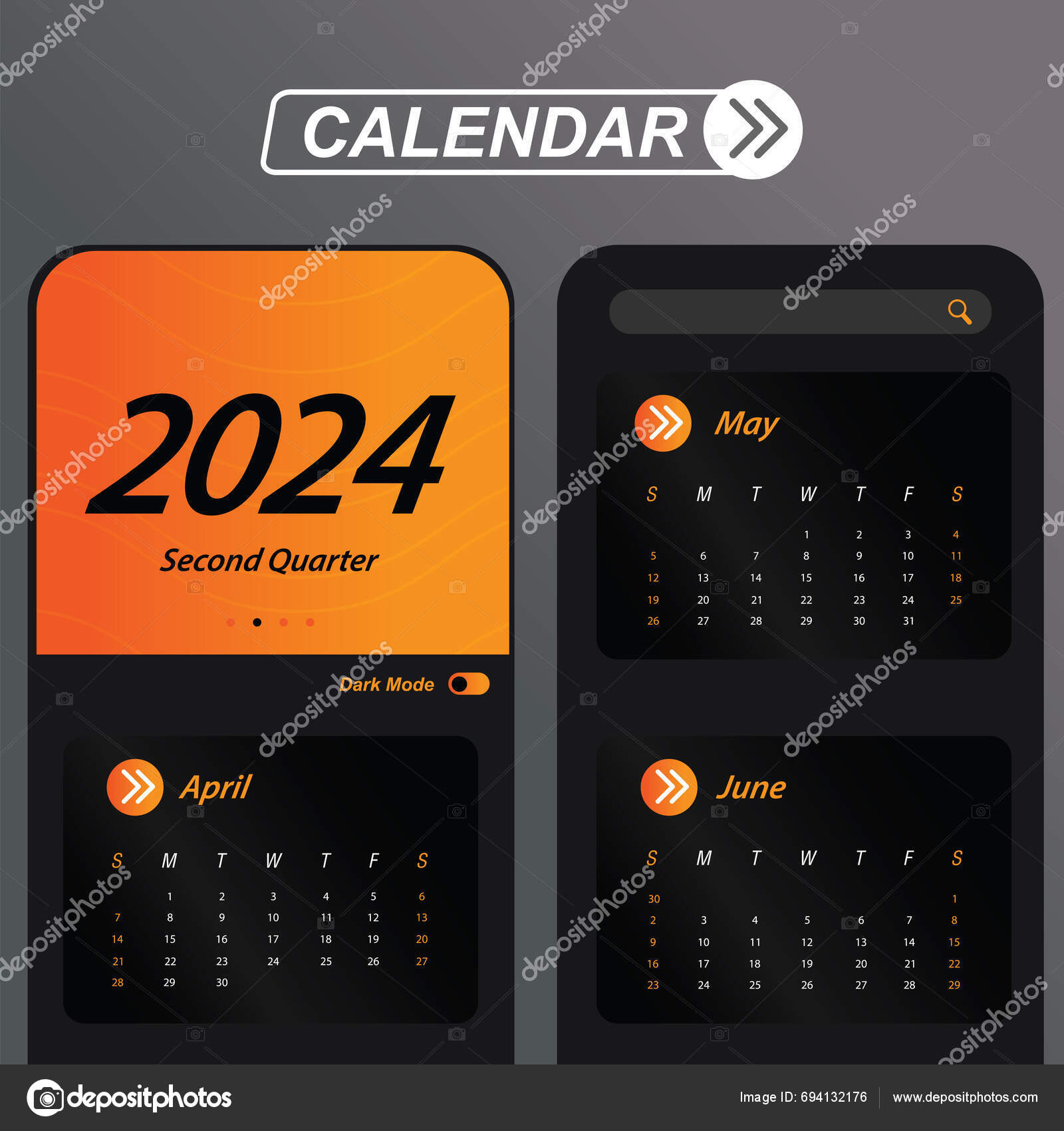 Second Quarter 2024 Calendar Stock Vector by ©esbeauda 694132176