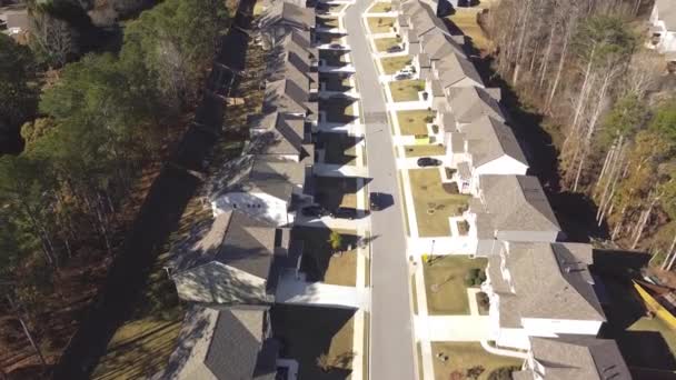 Aerial Top View Two Story Houses Large Backyard Upscale Residential — Stock Video