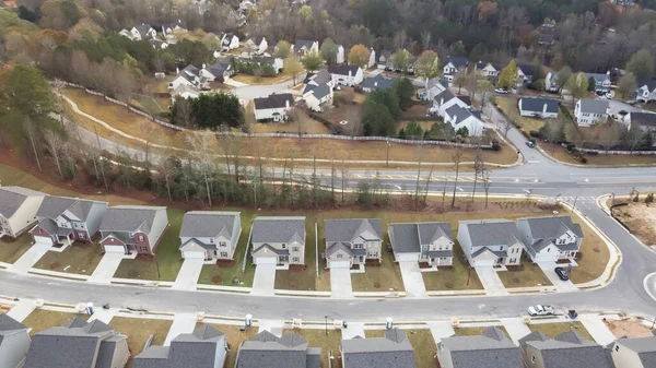 Aerial View Row Unfinished Two Story Single Family Homes Completed — Stock Photo, Image