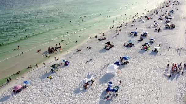 Летите Над Пляжем Мирамар Южном Уолтоне Дестин Флорида Километрами Сахарно — стоковое видео