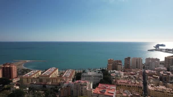 Malaga Spanya Havadan Görünümü — Stok video