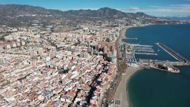 Fuengirola Aerial Beautiful View City Mediterranean Sea South Spain — Stock Video