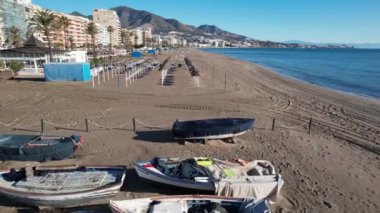 Fuengirola, a beautiful Spanish city in the Andalusia region. Aerial video, Drone, 4k