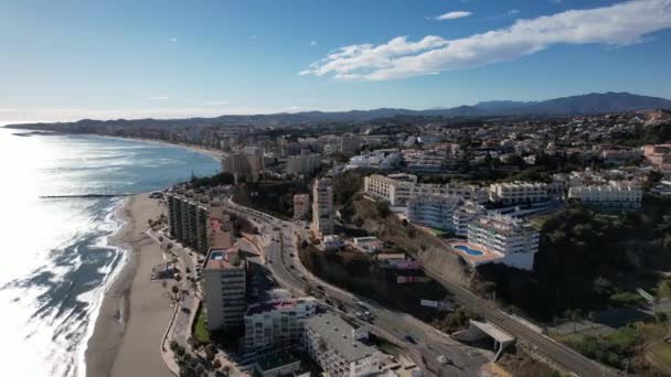 Fuengirola Spanish Tourist Town Andalusia Region Aerial Video — Stockvideo