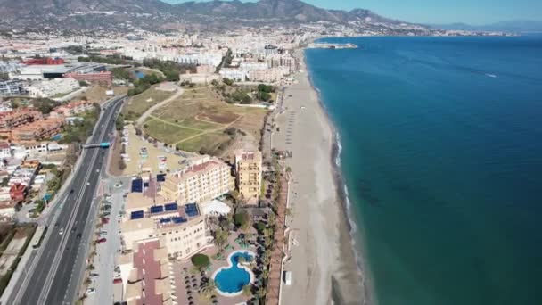 Fuengirola Aerial Beautiful View City Mediterranean Sea South Spain — Stockvideo