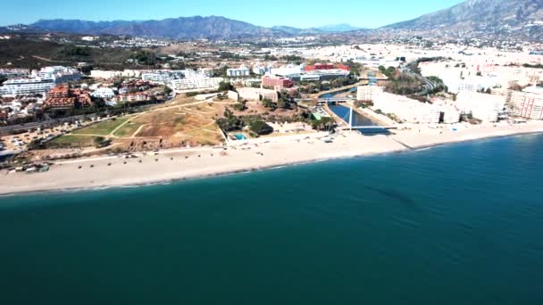 Aerial Beautiful View City Mediterranean Sea South Spain — Stock Video