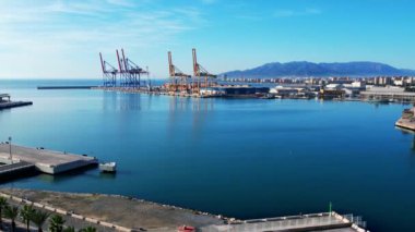 Industrial Cranes At The Port Of Malaga, Spain