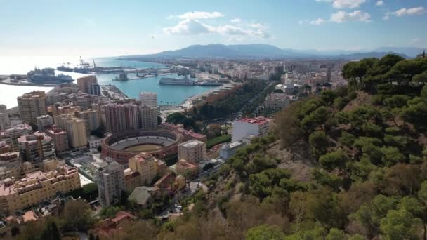 Malaga Spain Aerial View Beautiful Architecture City Old Town — Stok video