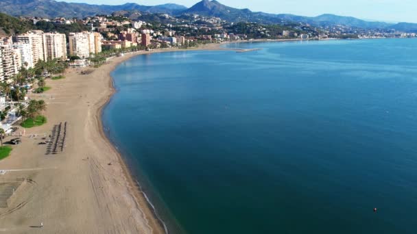 Malaga Aerial View City Mediterranean Sea South Spain — стоковое видео