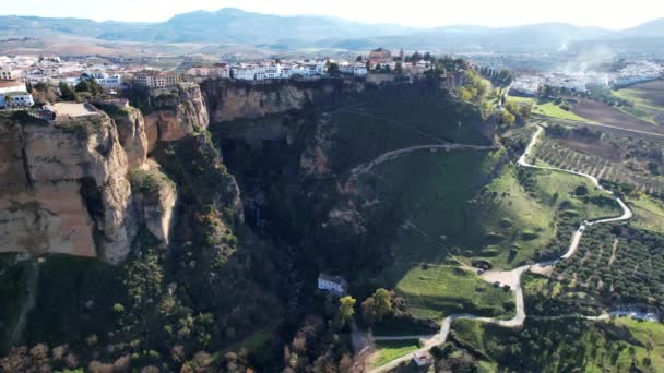 Beautiful Gorge Bridge Architecture Ronda Andalusia Spain — Vídeo de stock