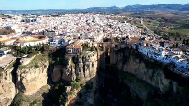 Beautiful Gorge Bridge Architecture Ronda Andalusia Spain — Vídeo de Stock
