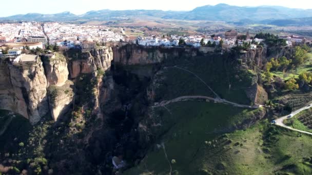 Beautiful Gorge Bridge Architecture Ronda Andalusia Spain — Vídeos de Stock