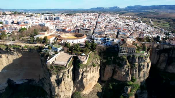 Beautiful Gorge Bridge Architecture Ronda Andalusia Spain — Stockvideo