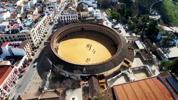 Bullfighting Ring Ronda Spain Aerial — стоковое видео